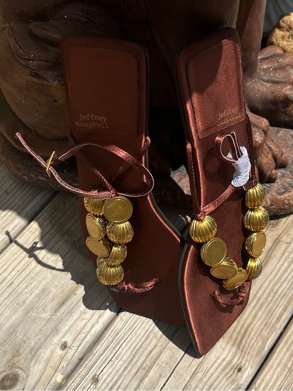 Jeffrey Campbell Yucatan Bead Sandals - Copper Satin / Gold size 11 NWOT - Picture 4 of 12